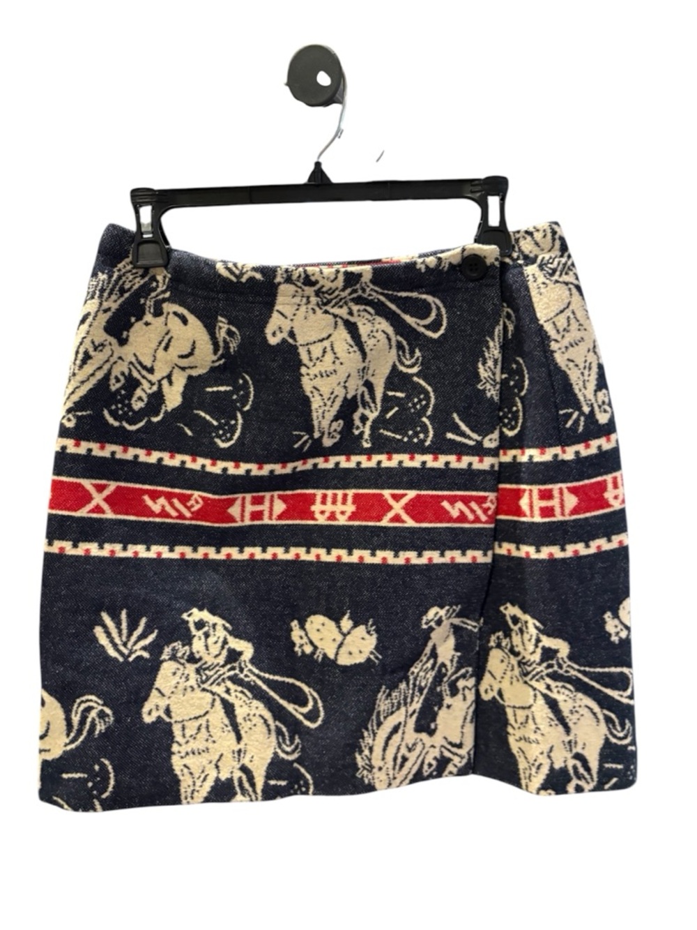 Vintage 🇨🇦 JAX Sport Canada Western Print Navy and Cream Wrap Skirt size 6